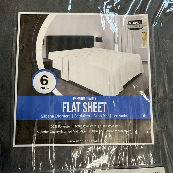 (6pc)Utopia Grey Twin Size Flat Sheets 6 - Picture 3 of 4